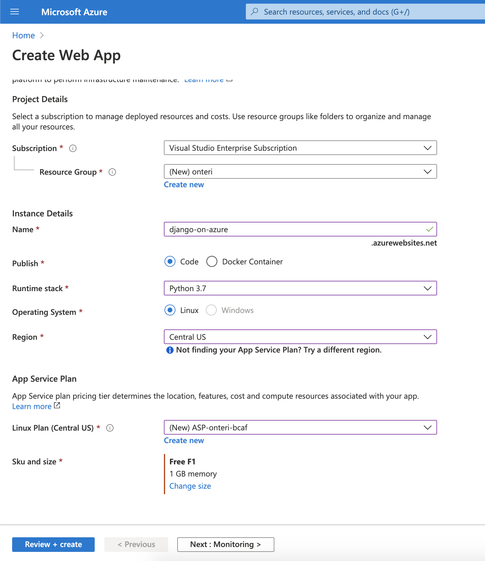 Provision Azure App Service