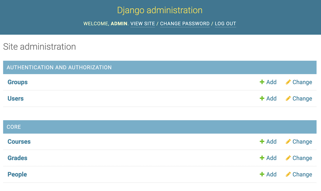 Django admin screenshot