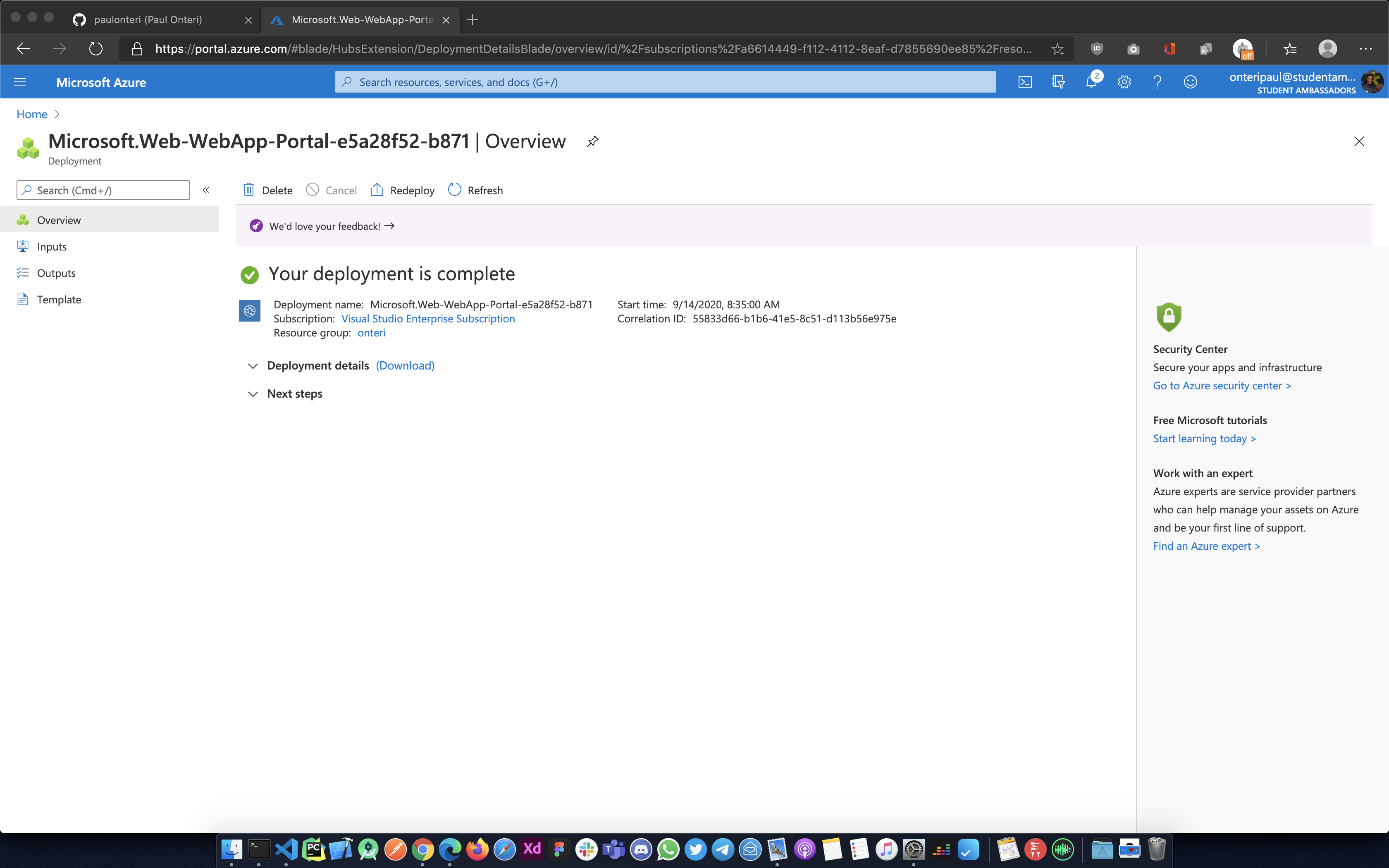 Azure App Service created