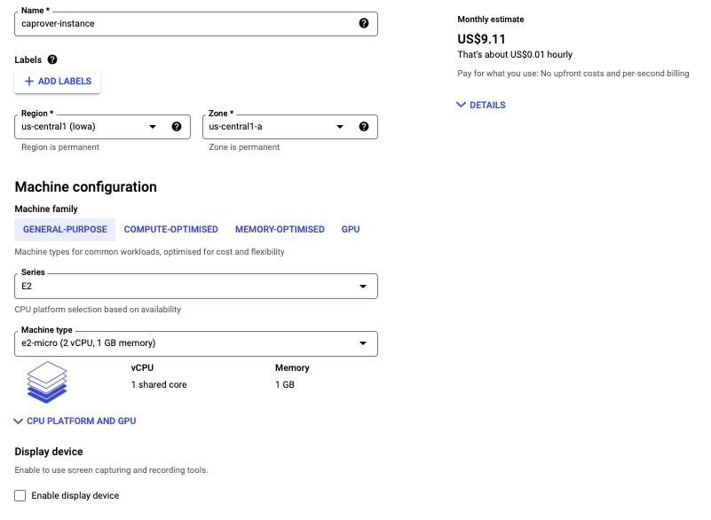 Create VPS Instance